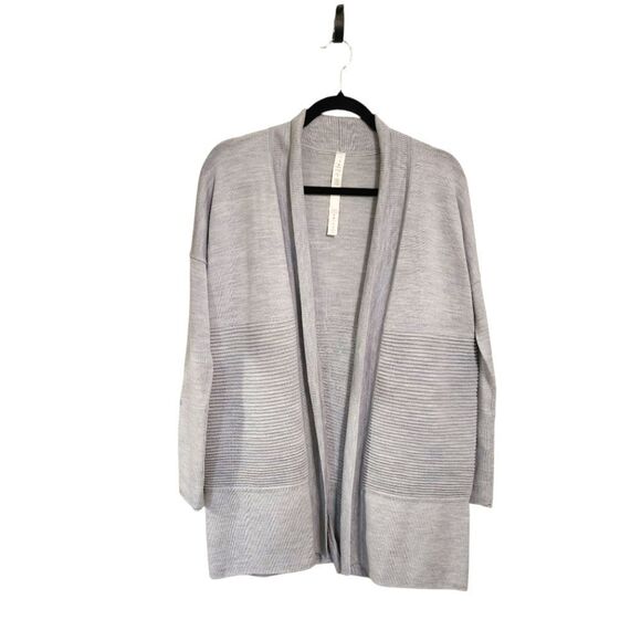Lululemon Cardigan 4 Blue Merino Wool Split Back Open Front - Picture 1 of 8